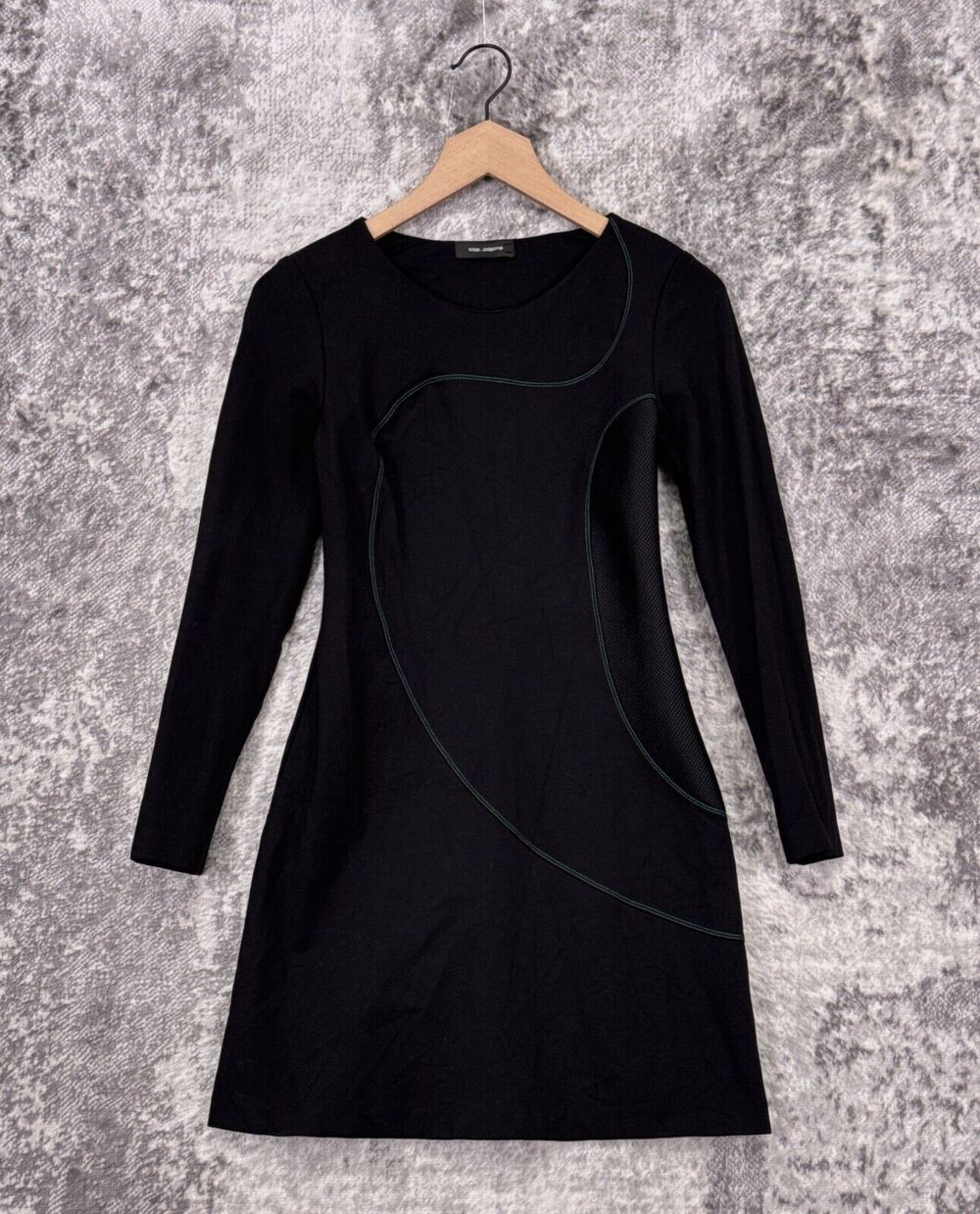 Cop Copine Dress 36 / XS Womens Black Perforated Mesh Detail Long Sleeve
